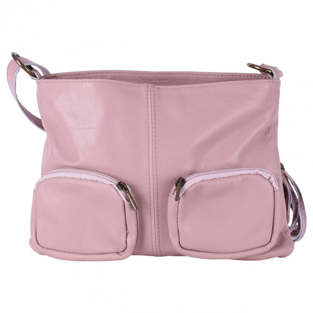 Sac bandoulière en cuir lisse LITTLE AVRIL Rose intense