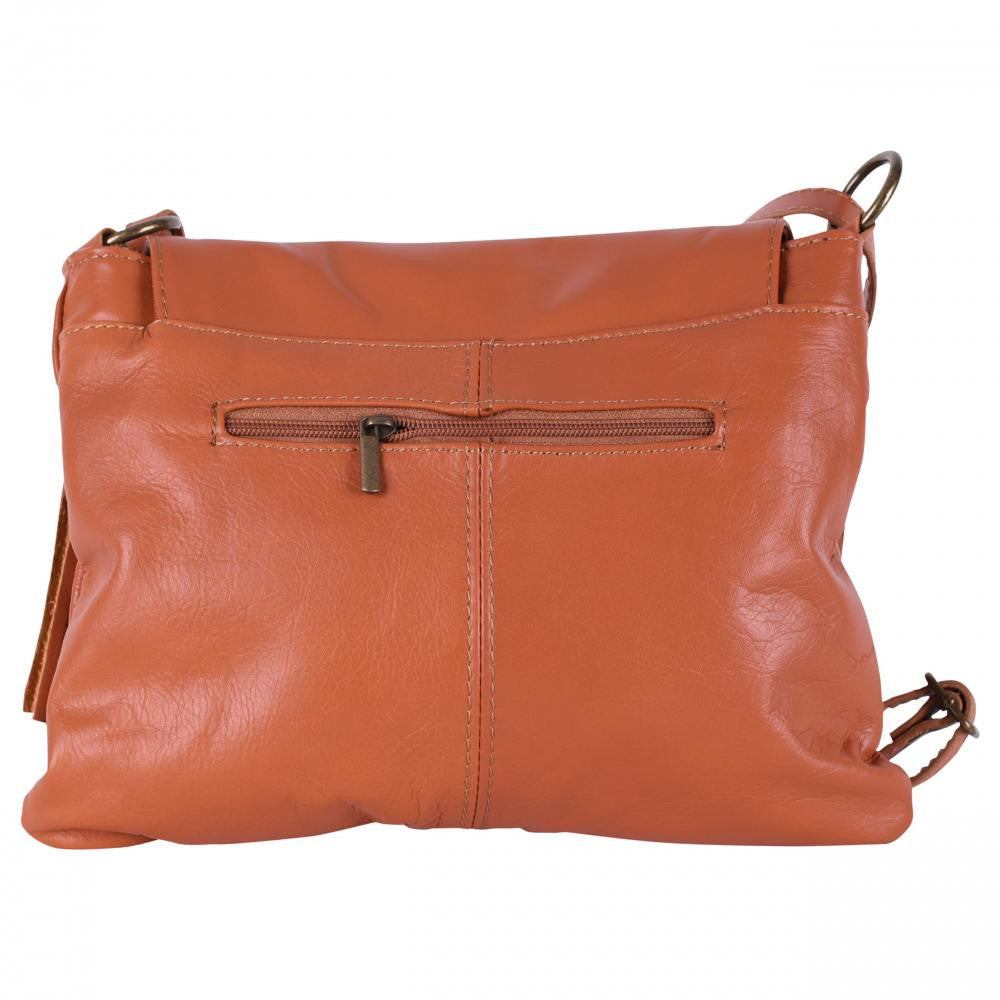 Sac bandoulière en cuir lisse LITTLE AVRIL Cognac