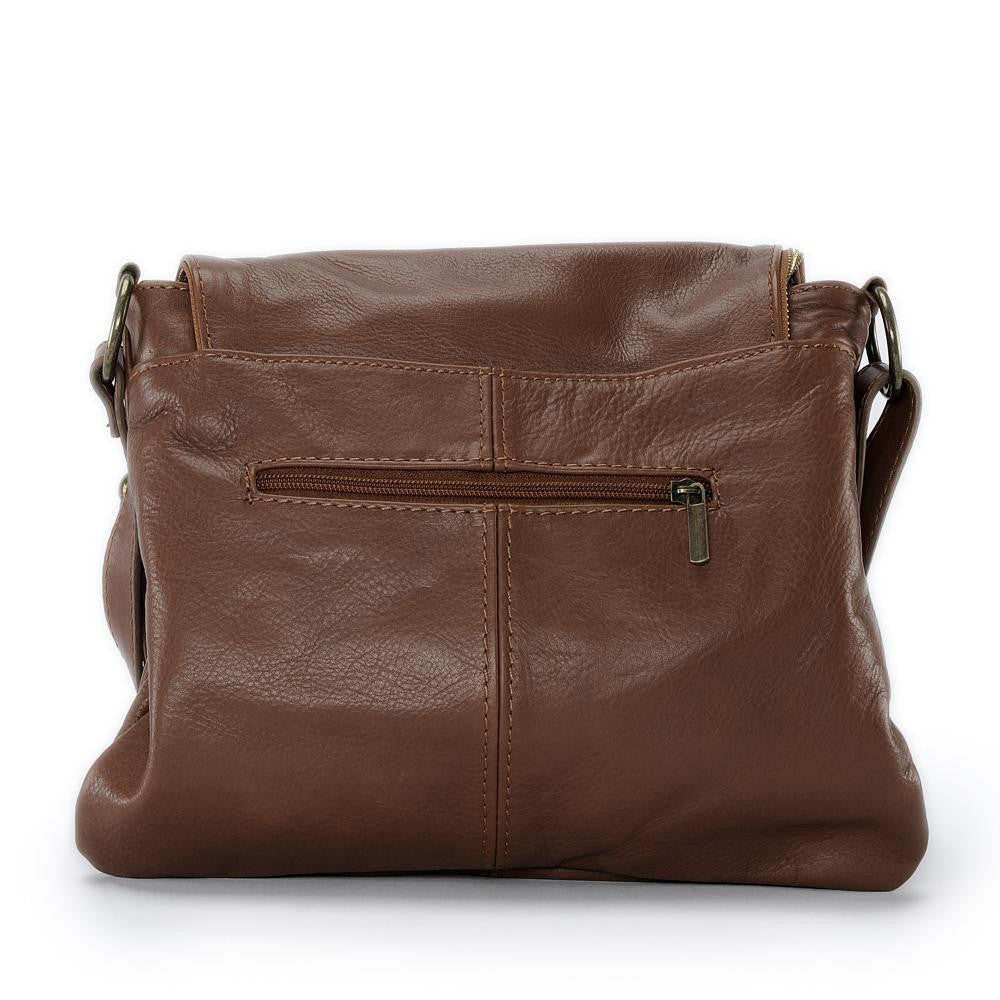 Sac bandoulière en cuir lisse LITTLE AVRIL Châtaigne
