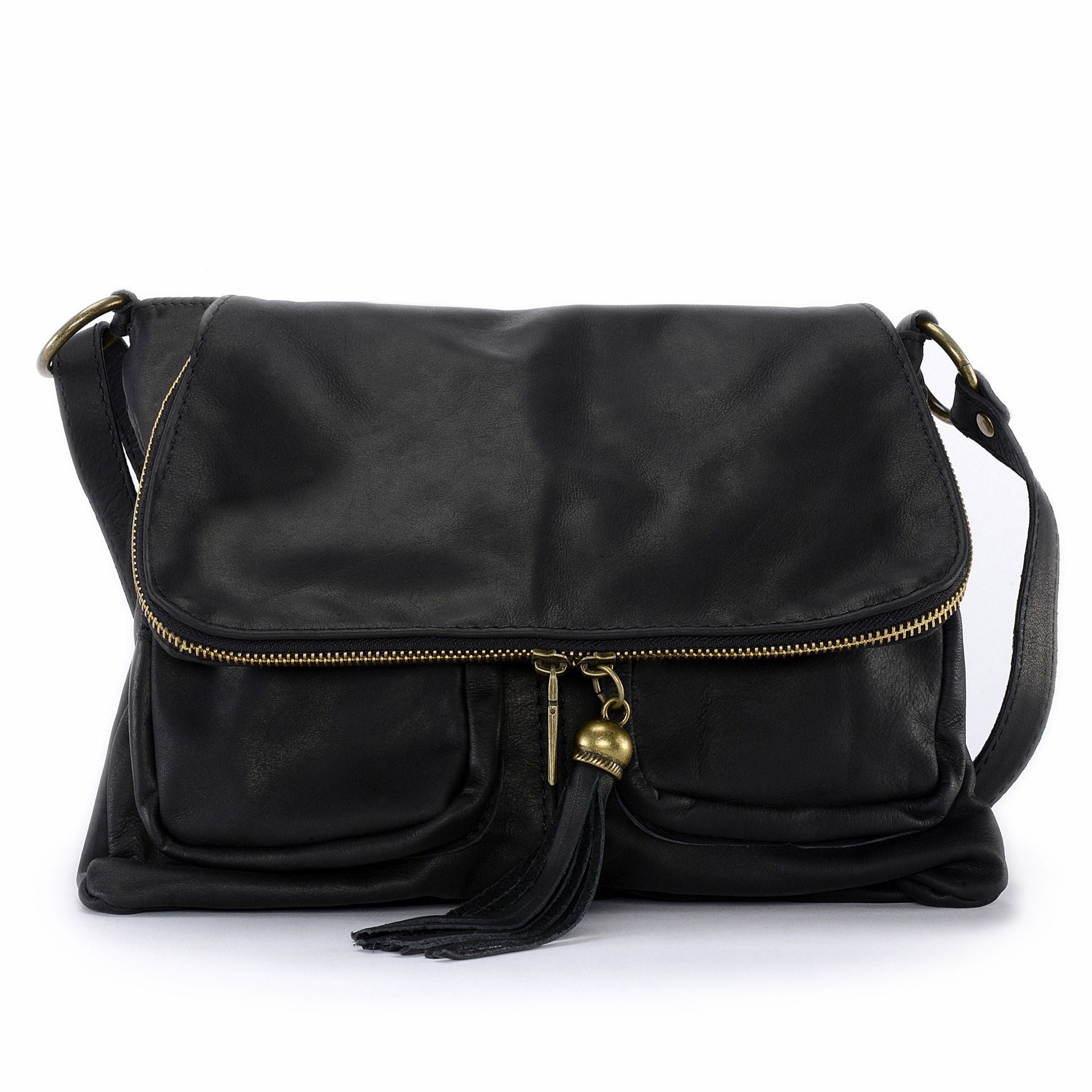 Sac bandoulière en cuir lisse LITTLE AVRIL Noir