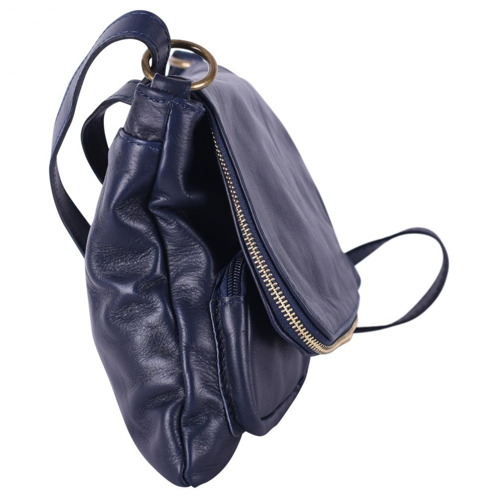 Sac bandoulière en cuir lisse LITTLE AVRIL Bleu marine