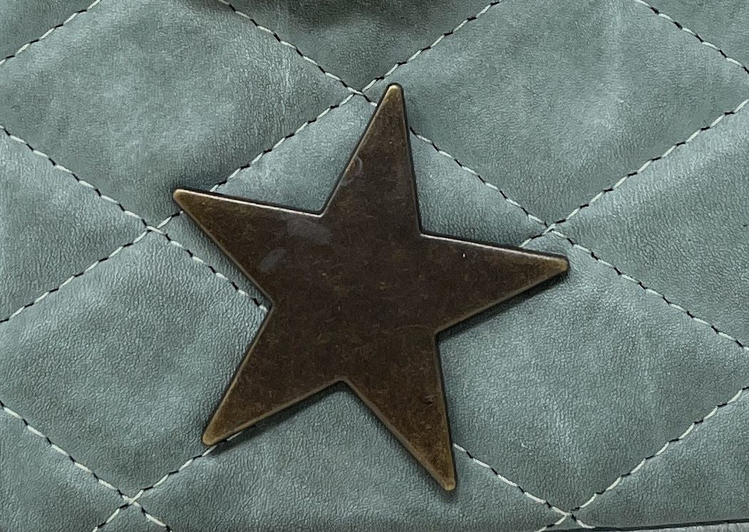 Sac à main en cuir vintage matelassé MISS ANGELINA Céladon