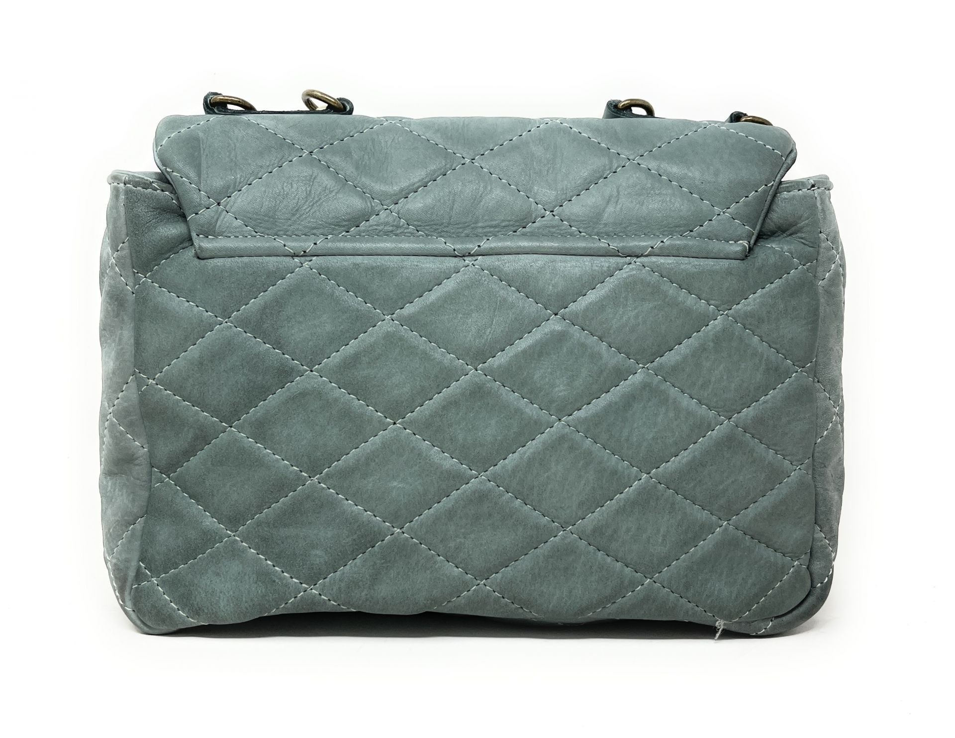 Sac à main en cuir vintage matelassé MISS ANGELINA Céladon
