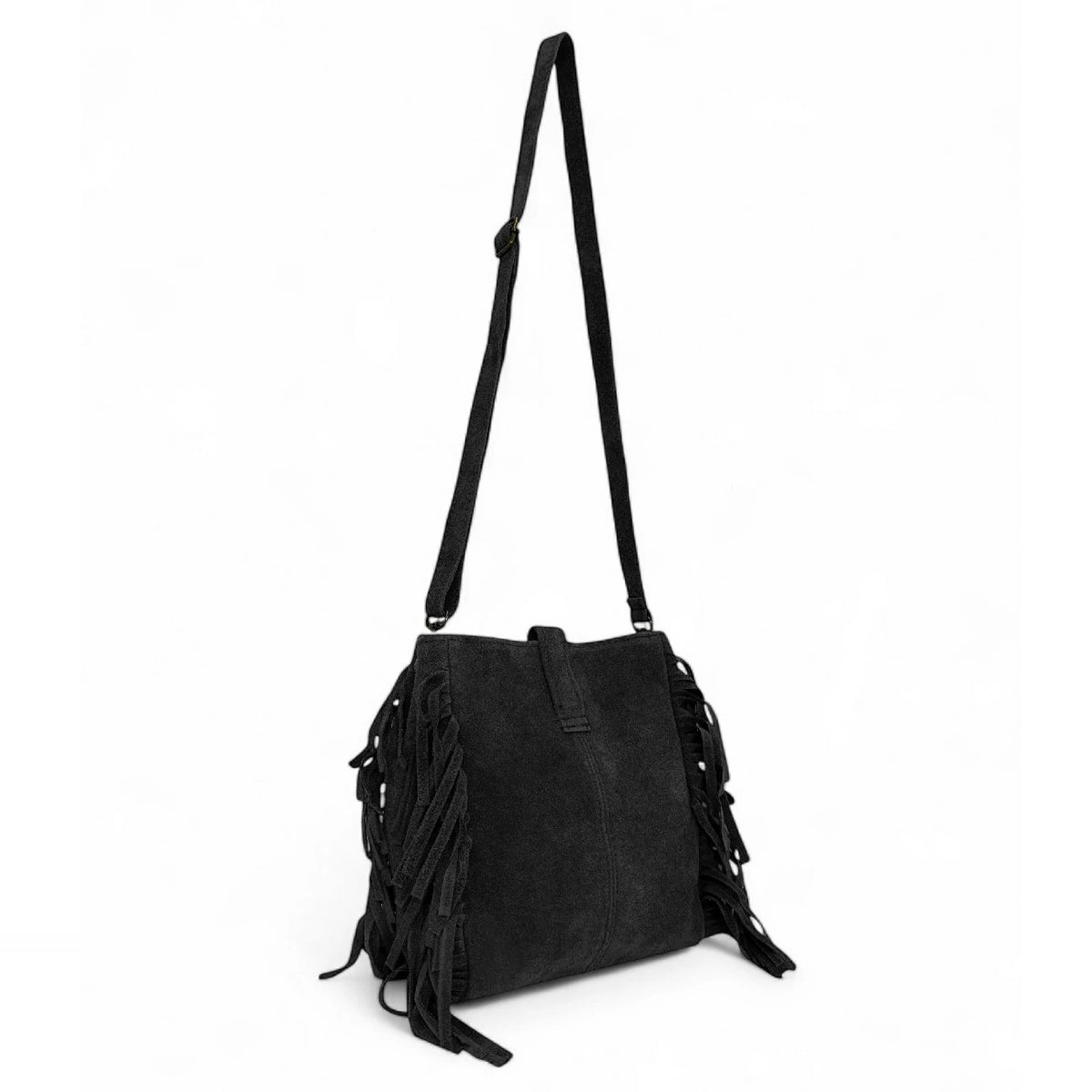 CHEYENNE Black Suede Crossbody Bag