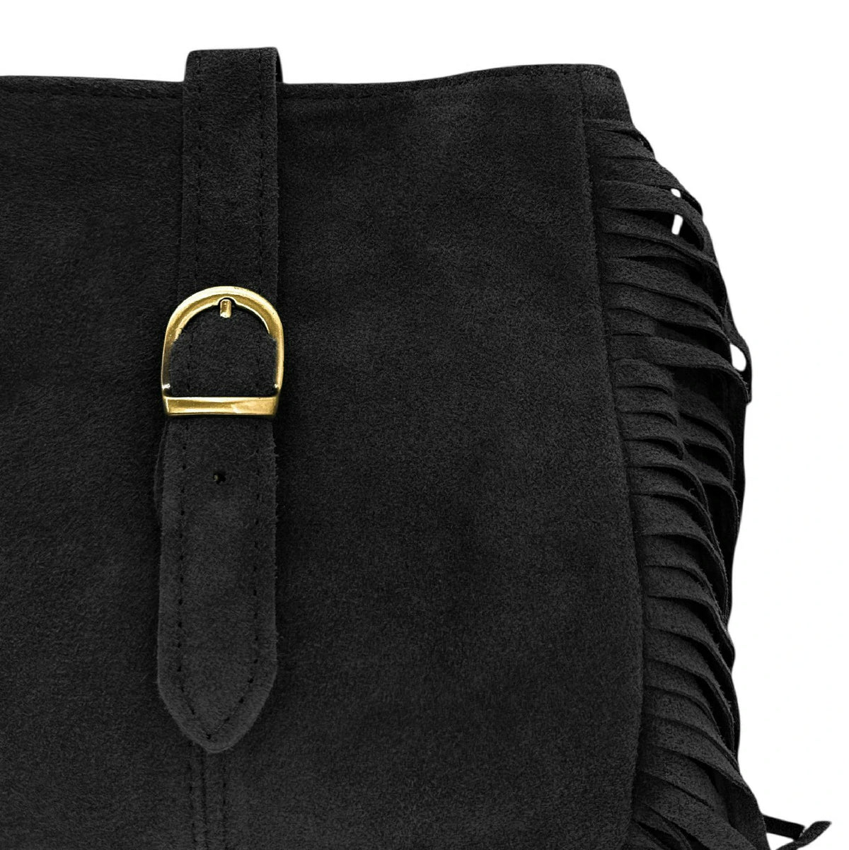 CHEYENNE Black Suede Crossbody Bag