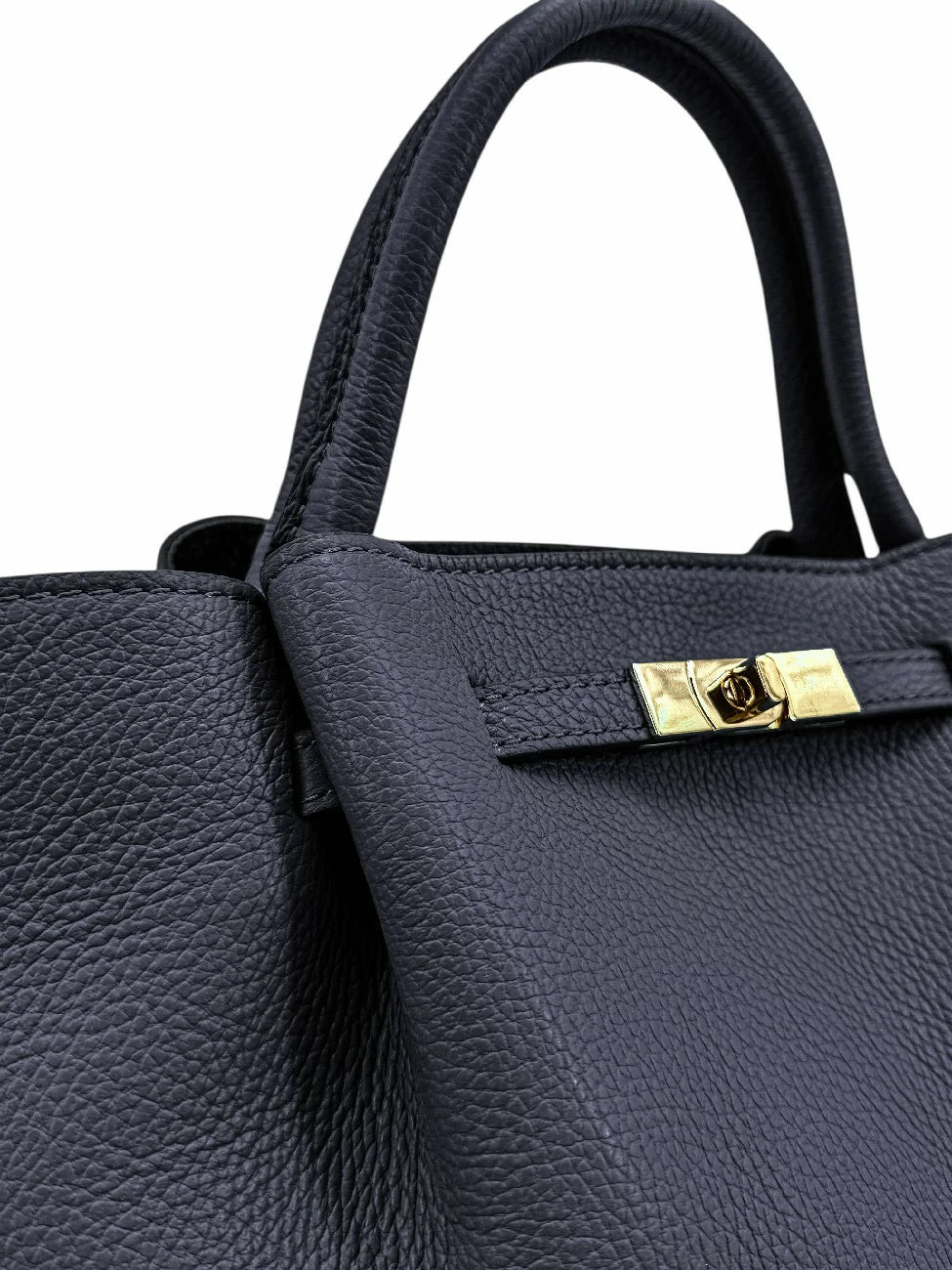 Shopper aus genarbtem Leder CAPRI Marineblau
