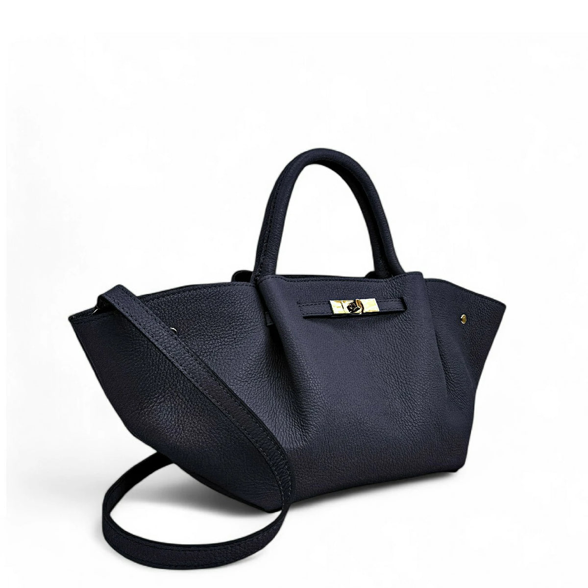 Shopper aus genarbtem Leder CAPRI Marineblau