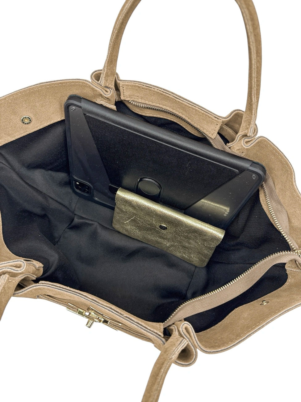 Shopper aus Wildleder CAPRI SUEDE Cremebeige