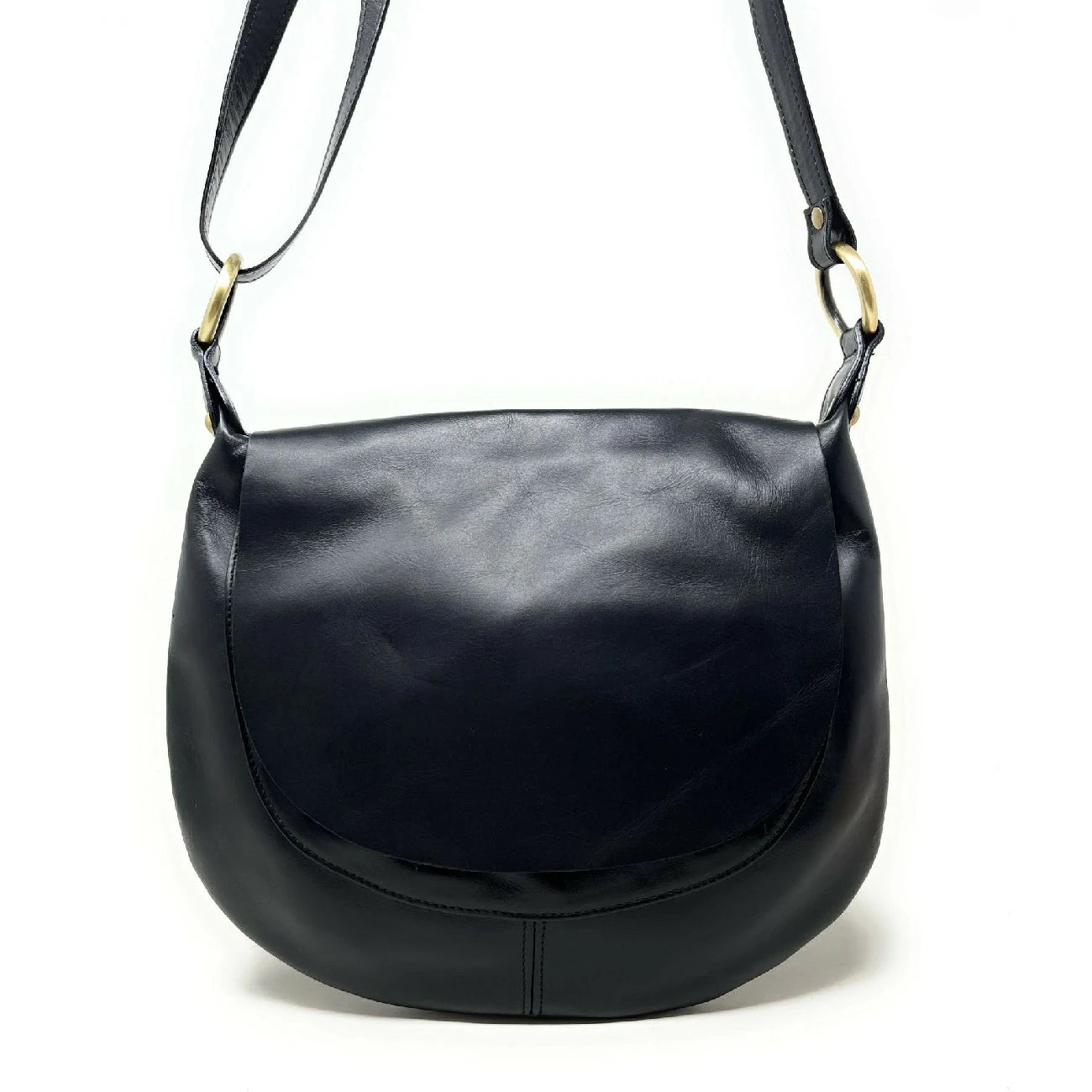 Bag besace smooth leather LITTLE PERLA Noir