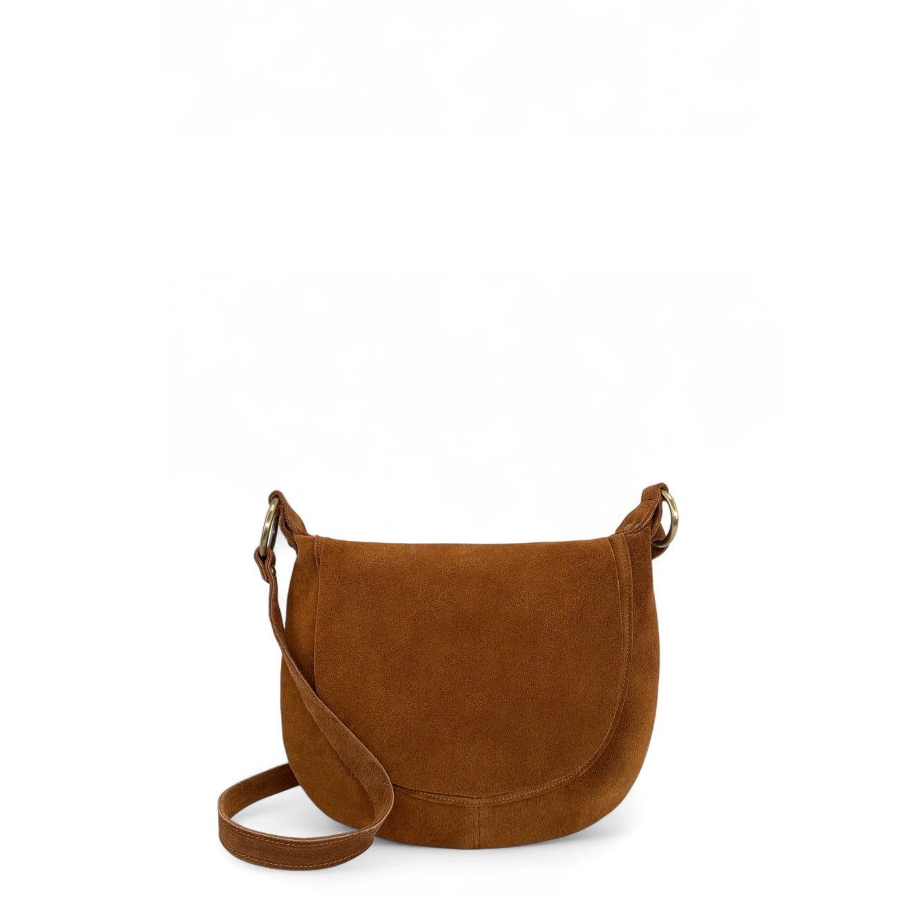 Sac bandoulière en croûte de cuir LITTLE CITIZEN SUEDE Camel foncé