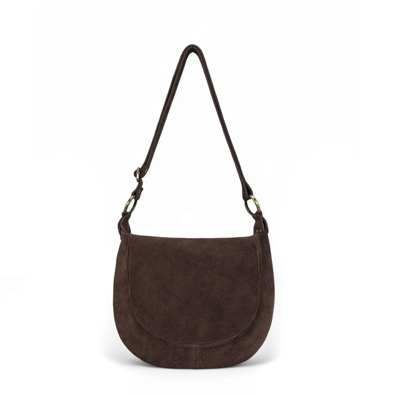 Sac bandoulière en croûte de cuir LITTLE CITIZEN SUEDE Chocolat