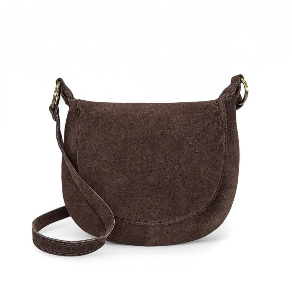 Sac bandoulière en daim LITTLE CITIZEN SUEDE Marron chocolat