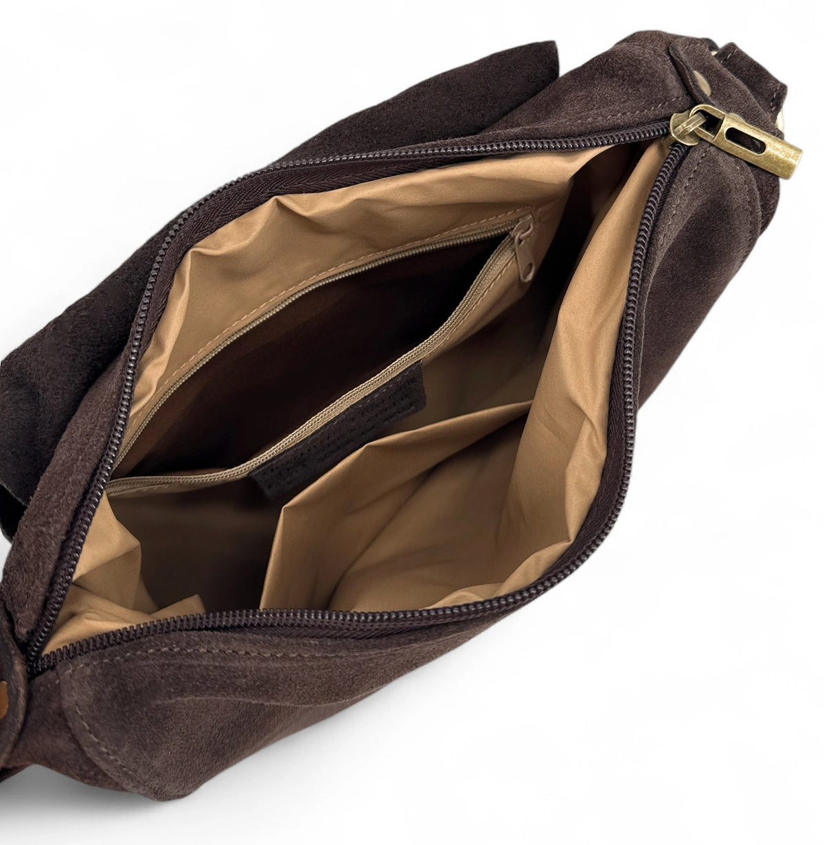 Sac bandoulière en daim LITTLE CITIZEN SUEDE Marron chocolat