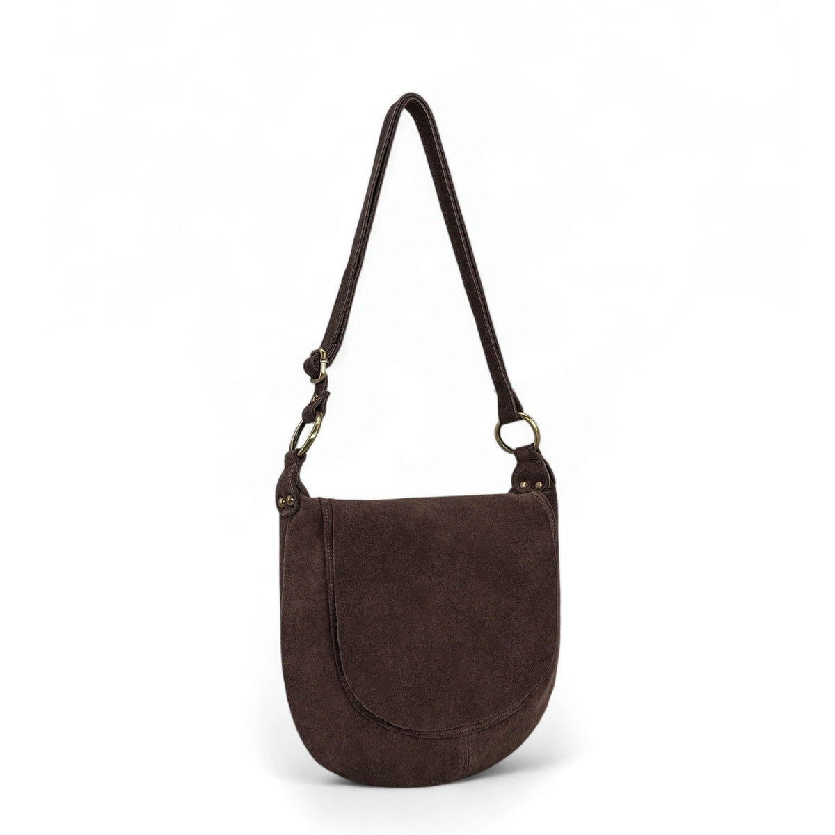 Sac bandoulière en daim LITTLE CITIZEN SUEDE Marron chocolat