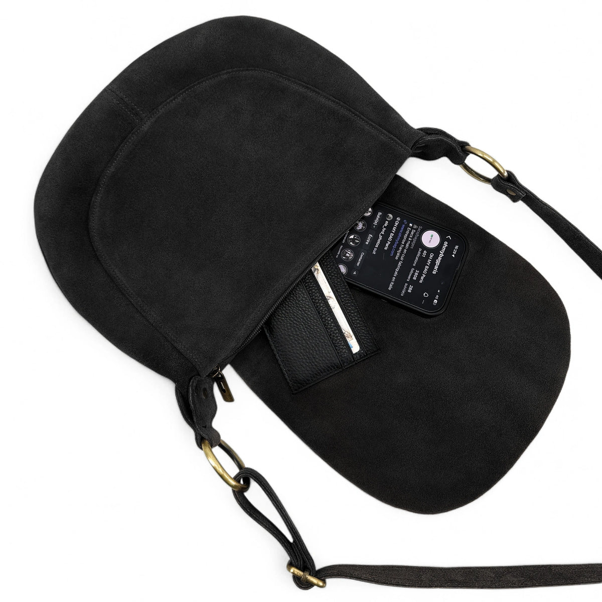 Bolso bandolera de ante LITTLE CITIZEN SUEDE Negro