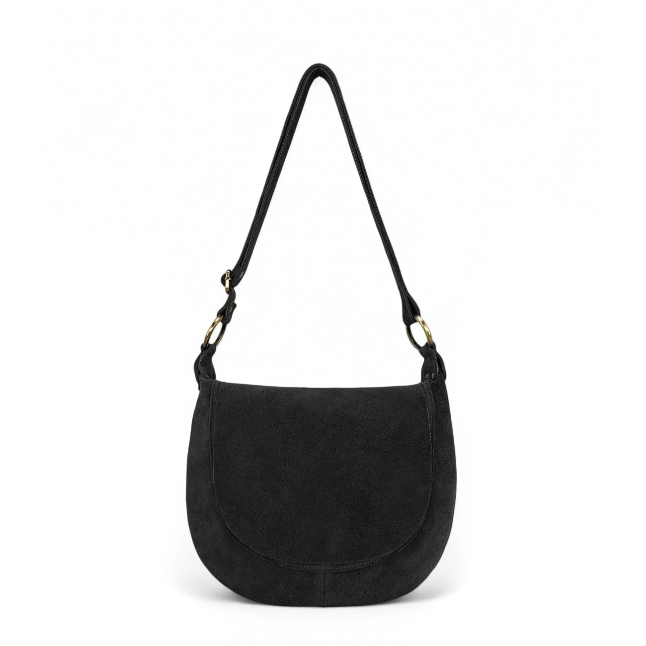 Sac bandoulière en croûte de cuir LITTLE CITIZEN SUEDE Noir