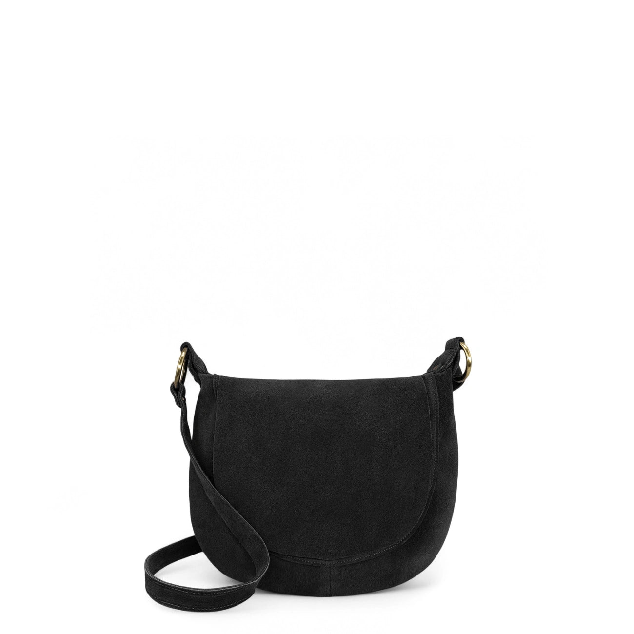Sac bandoulière en croûte de cuir LITTLE CITIZEN SUEDE Noir