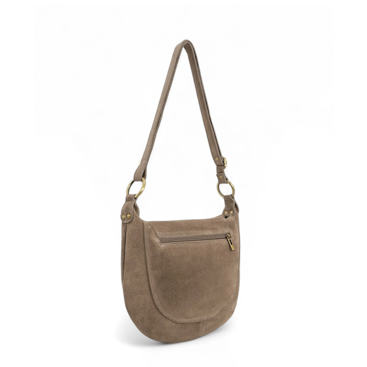 Borsa a tracolla in pelle scamosciata LITTLE CITIZEN SUEDE Tortora scuro
