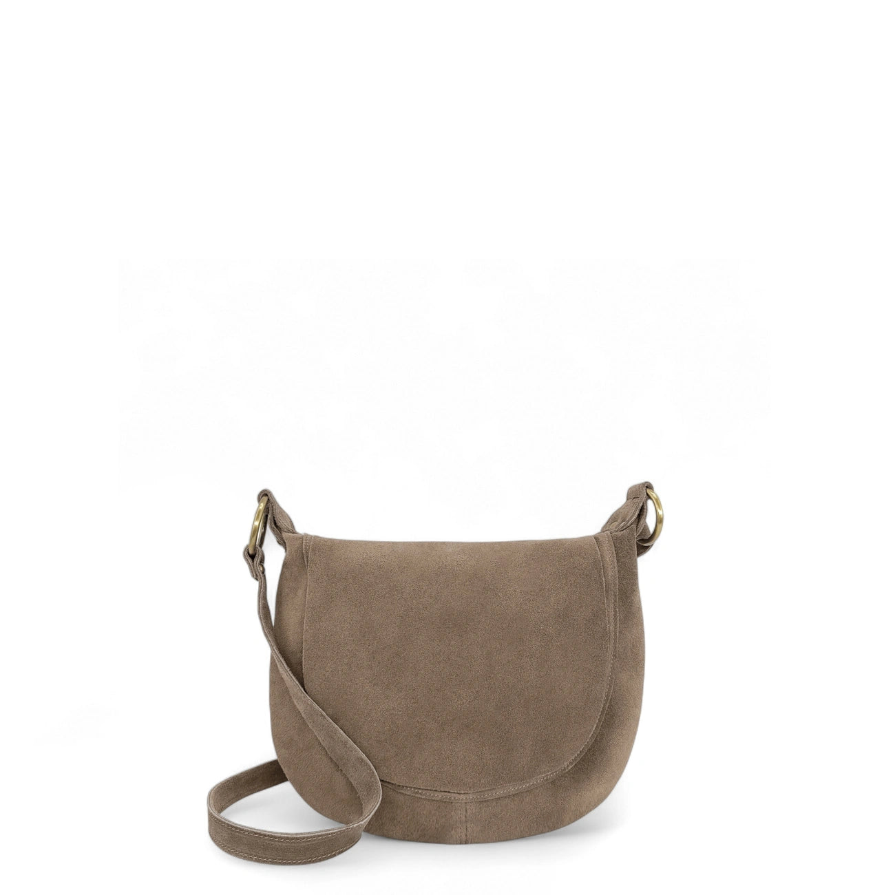 Sac bandoulière en croûte de cuir LITTLE CITIZEN SUEDE Taupe foncé