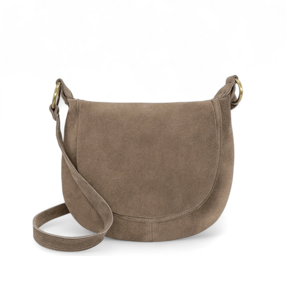 Borsa a tracolla in pelle scamosciata LITTLE CITIZEN SUEDE Tortora scuro