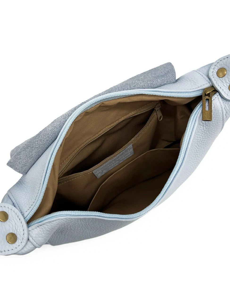 Umhängetasche aus genarbtem Leder LITTLE CITIZEN Pastellblau