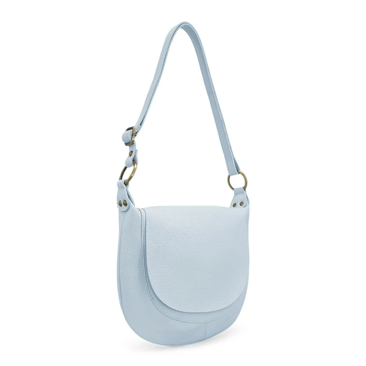 Umhängetasche aus genarbtem Leder LITTLE CITIZEN Pastellblau