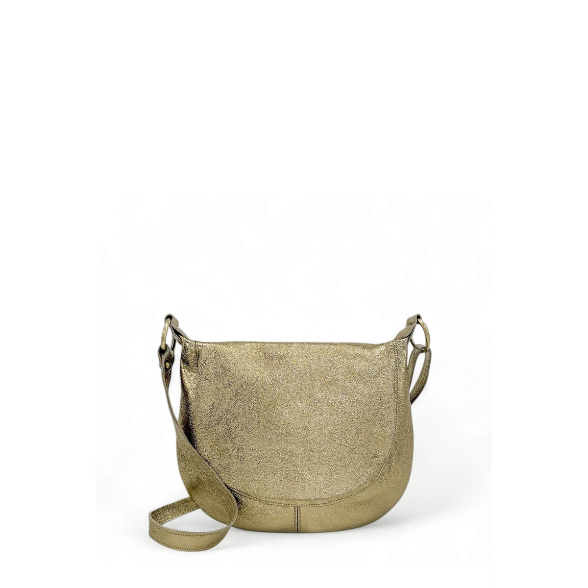 Metallic leather shoulder bag LITTLE CITIZEN Pale gold