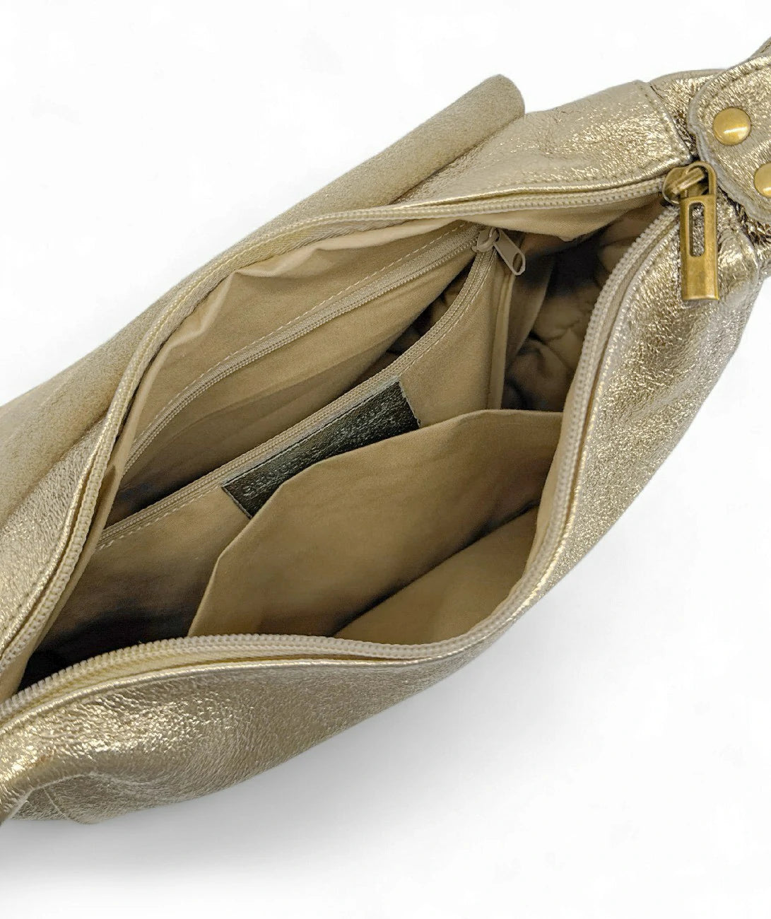 Umhängetasche aus Metallic-Leder LITTLE CITIZEN Blassgold