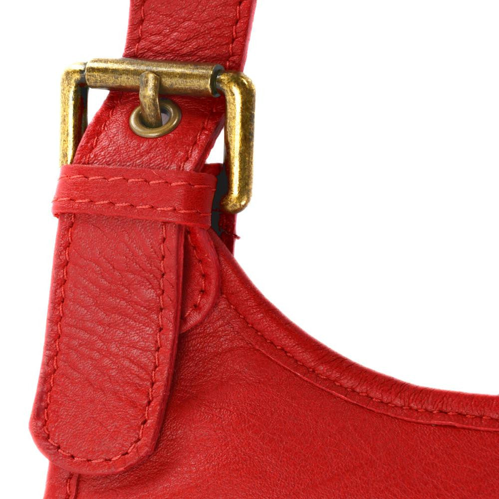 Sac besace cuir lisse CARTOUCHIERE Rouge garance
