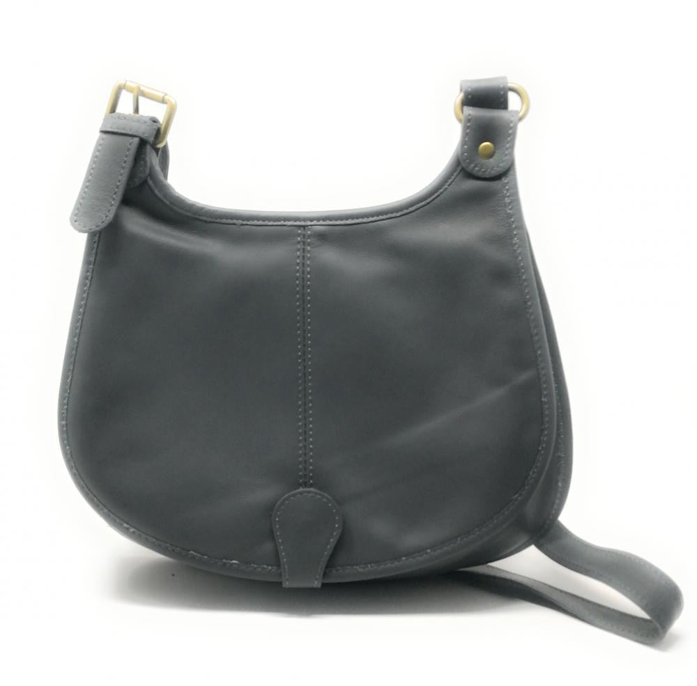 Sac besace cuir lisse CARTOUCHIERE Gris foncé