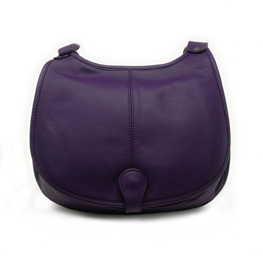 Sac besace cuir lisse CARTOUCHIERE Violet