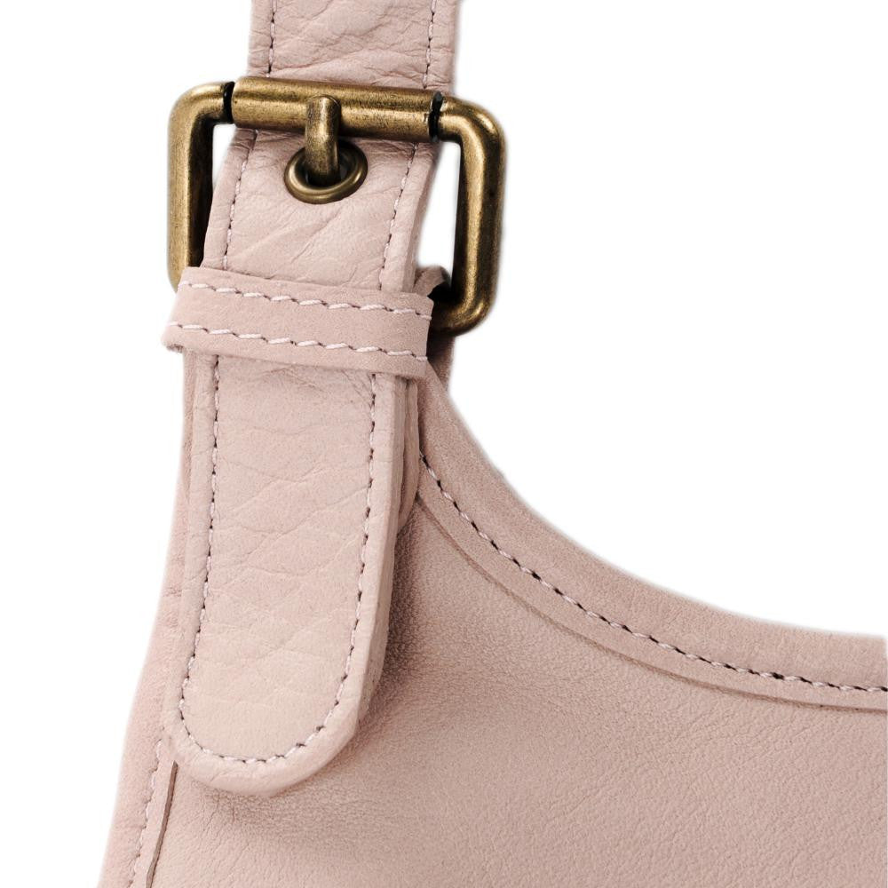 Sac besace cuir lisse CARTOUCHIERE Rose nude