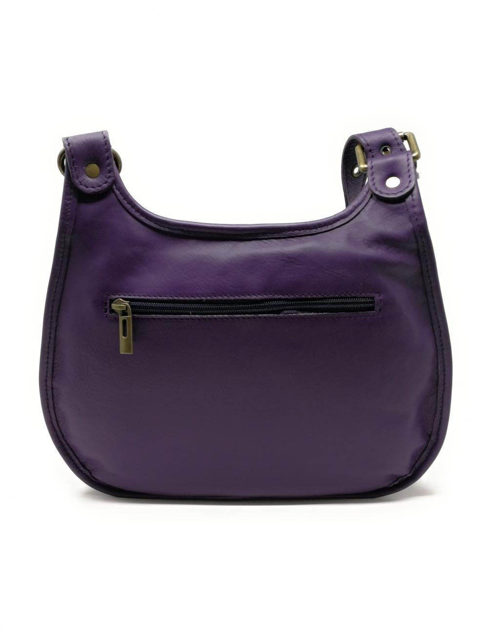 Sac besace cuir lisse CARTOUCHIERE Violet