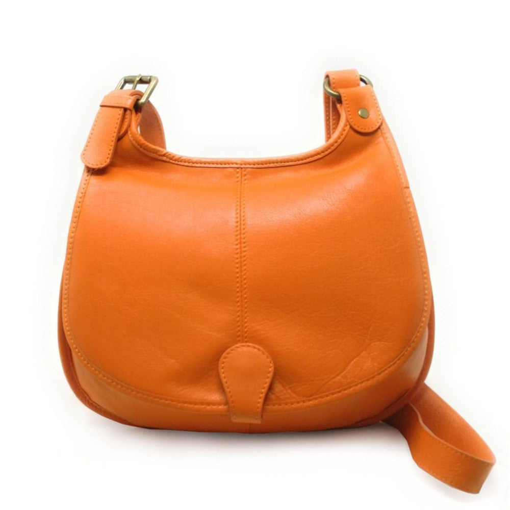 Sac besace cuir lisse CARTOUCHIERE Orange