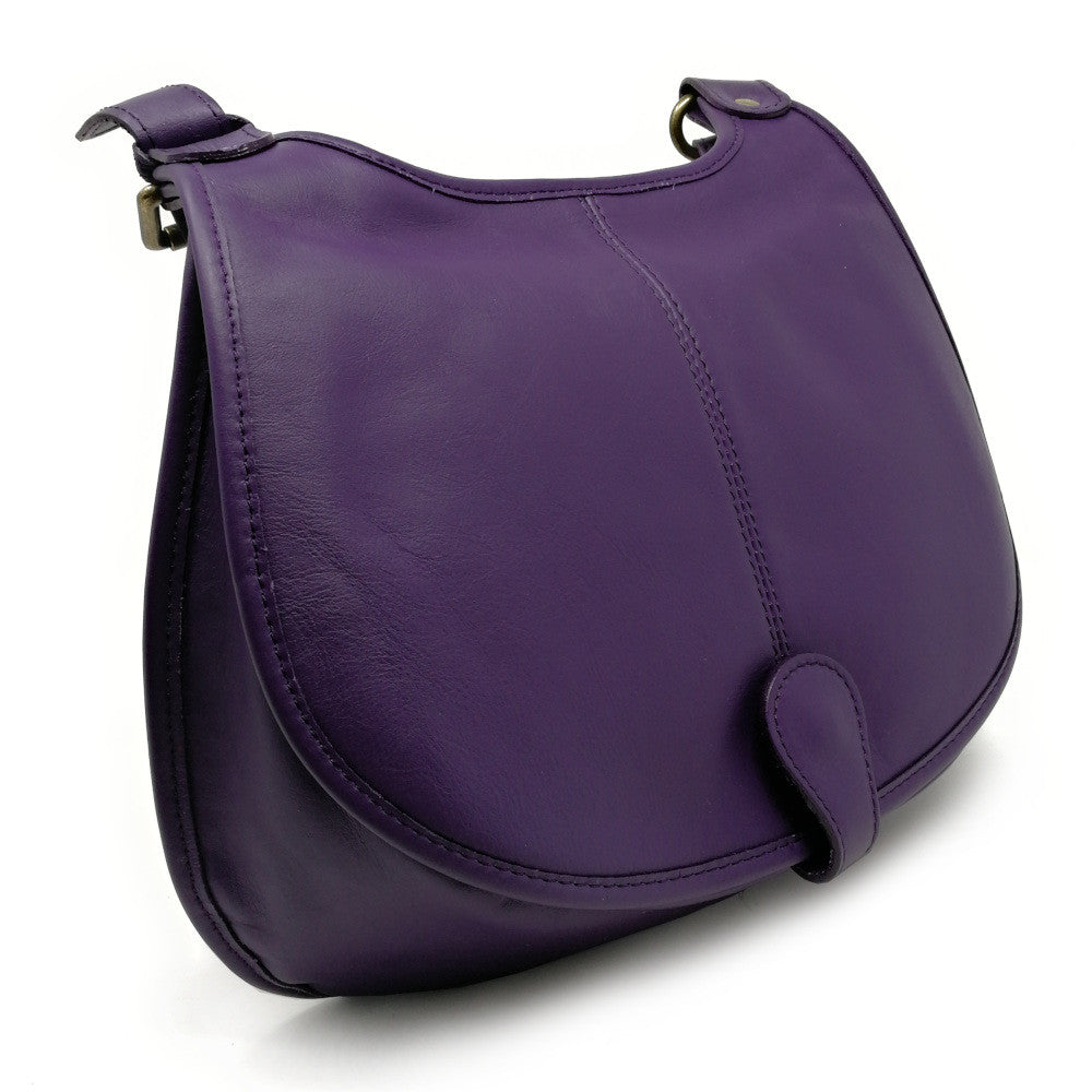 Sac besace cuir lisse CARTOUCHIERE Violet