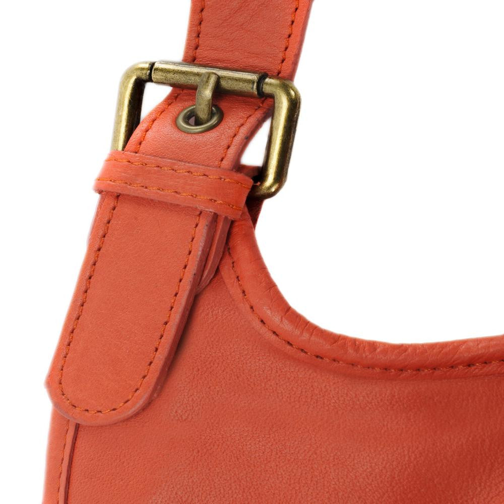 Sac besace cuir lisse CARTOUCHIERE Rose corail
