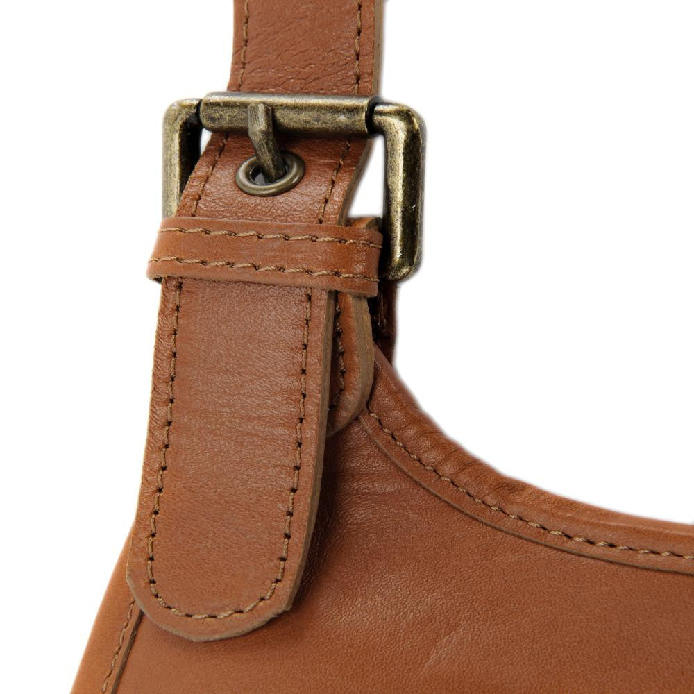Sac besace cuir lisse CARTOUCHIERE Cognac foncé