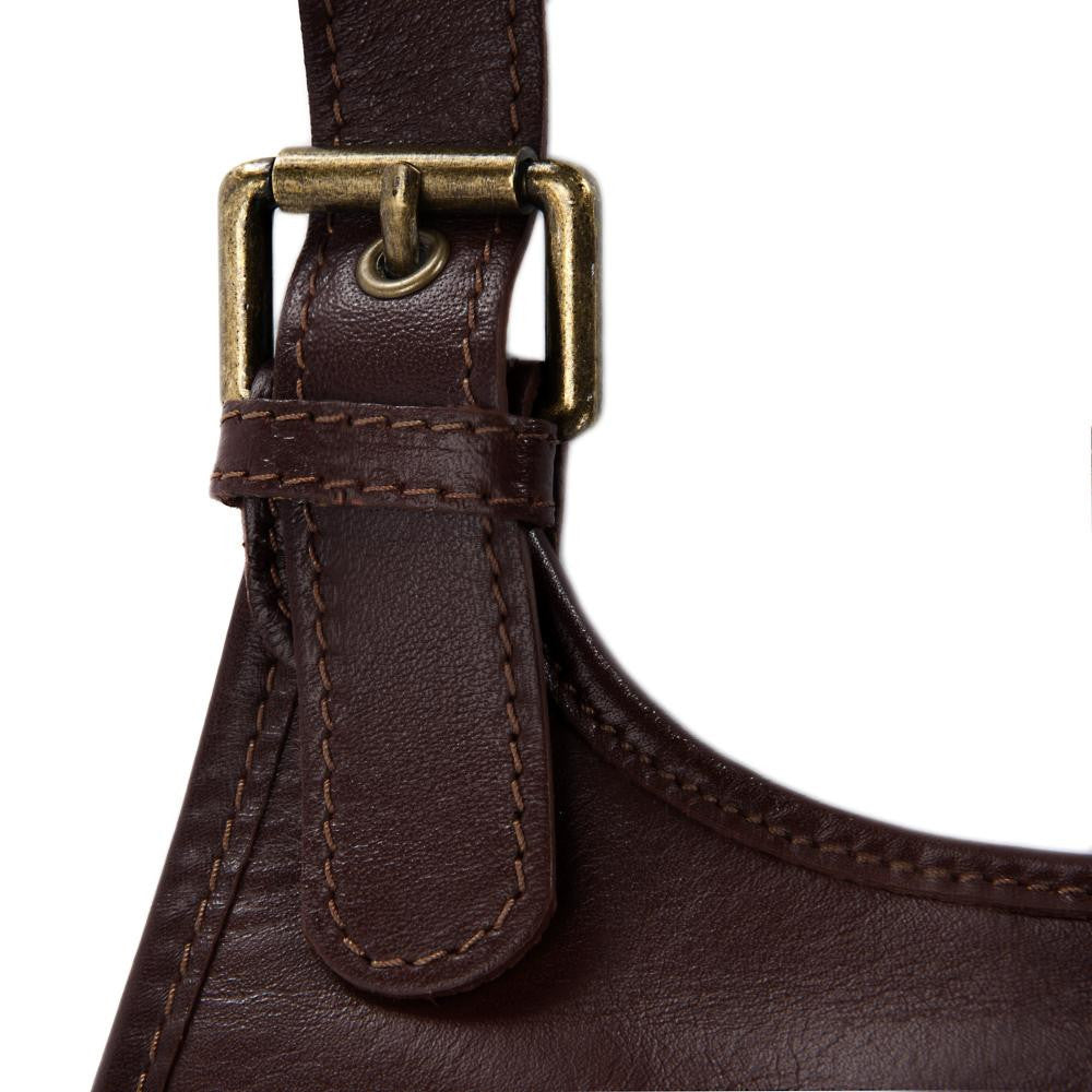 Sac besace cuir lisse CARTOUCHIERE Châtaigne
