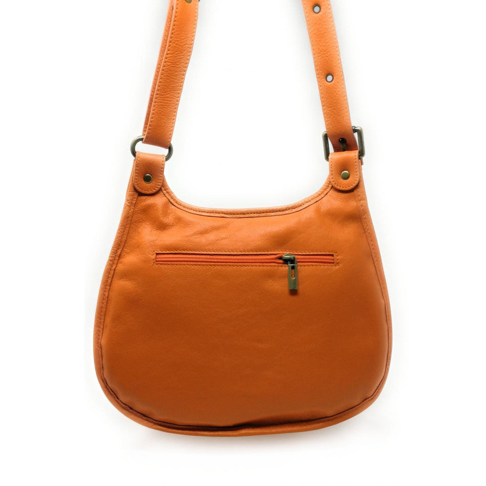 Sac besace cuir lisse CARTOUCHIERE Orange