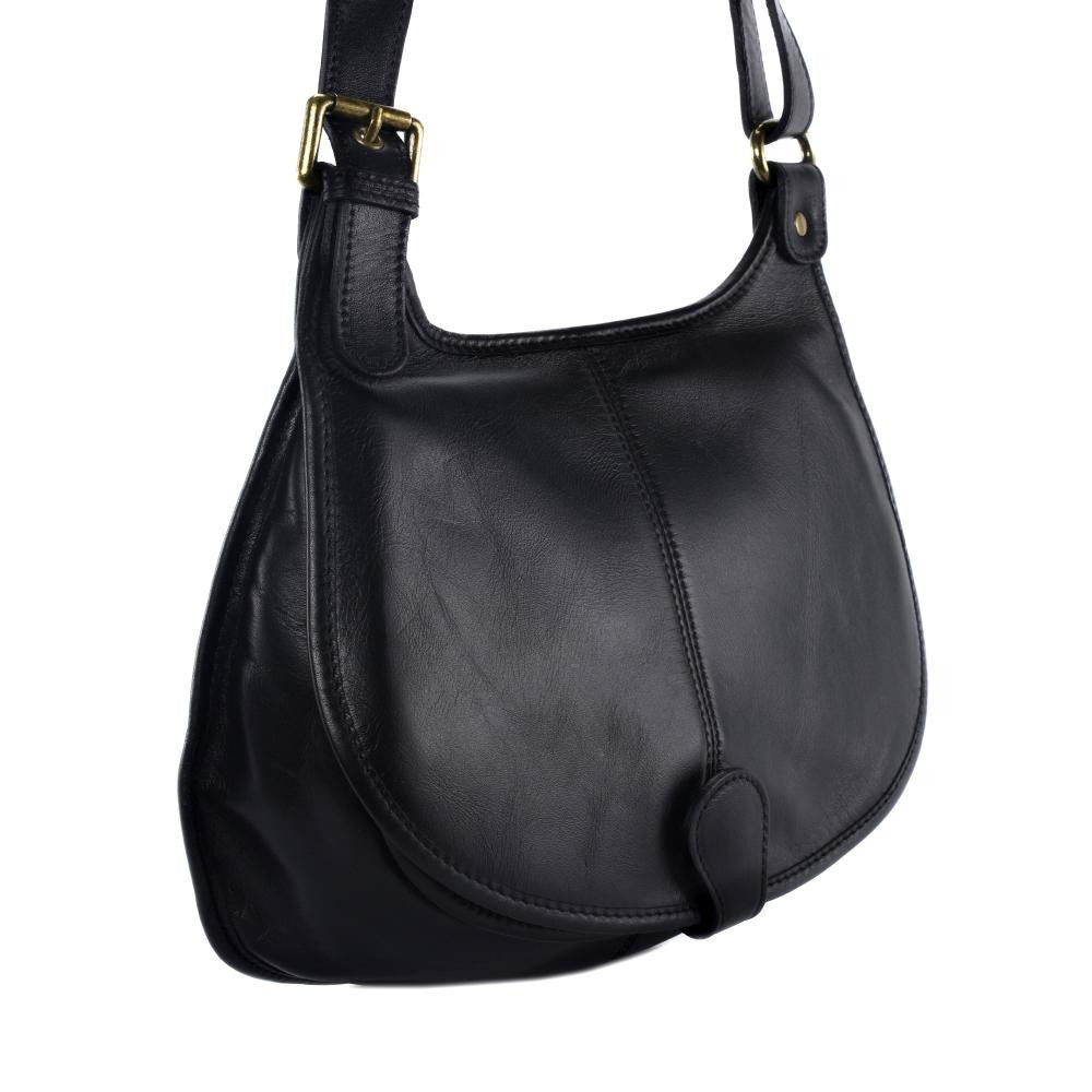 Sac besace cuir lisse CARTOUCHIERE Noir