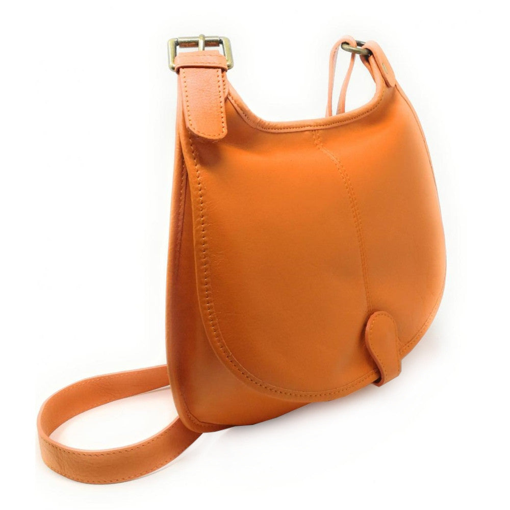 Sac besace cuir lisse CARTOUCHIERE Orange