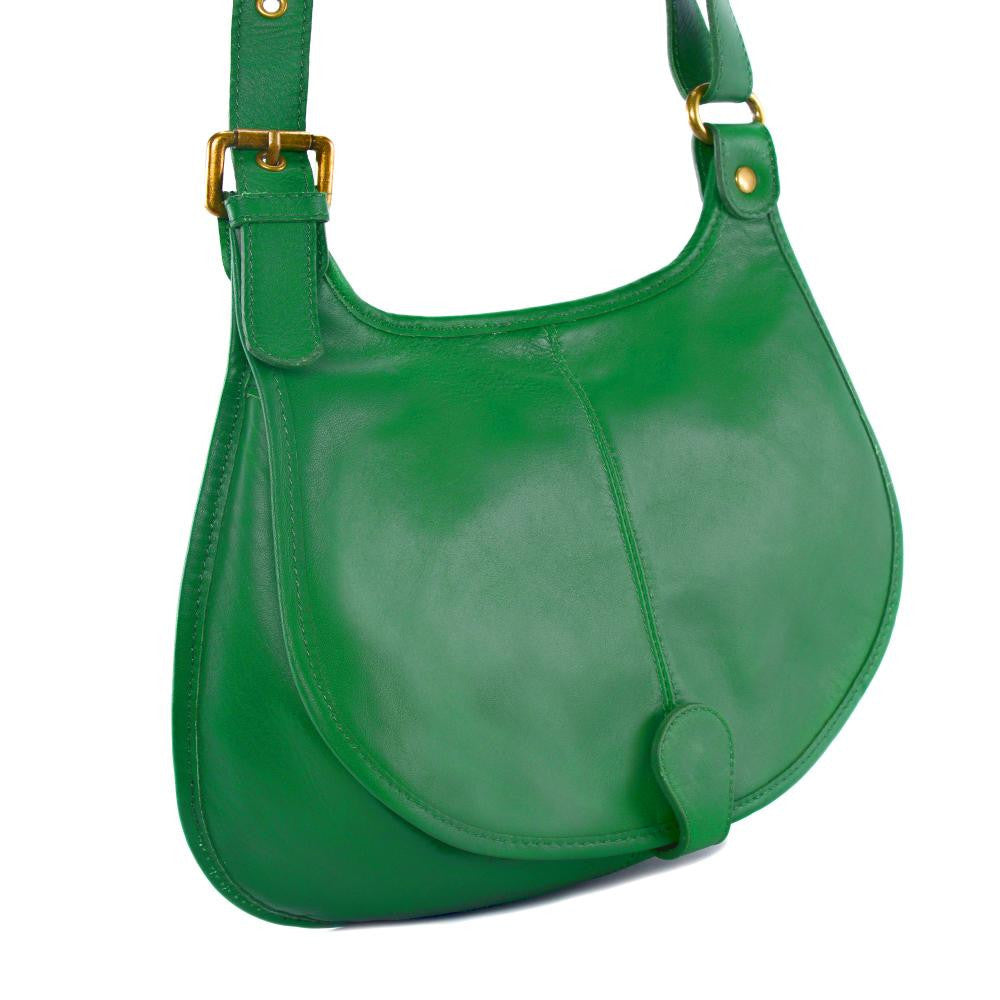 Sac besace cuir lisse CARTOUCHIERE Vert anglais