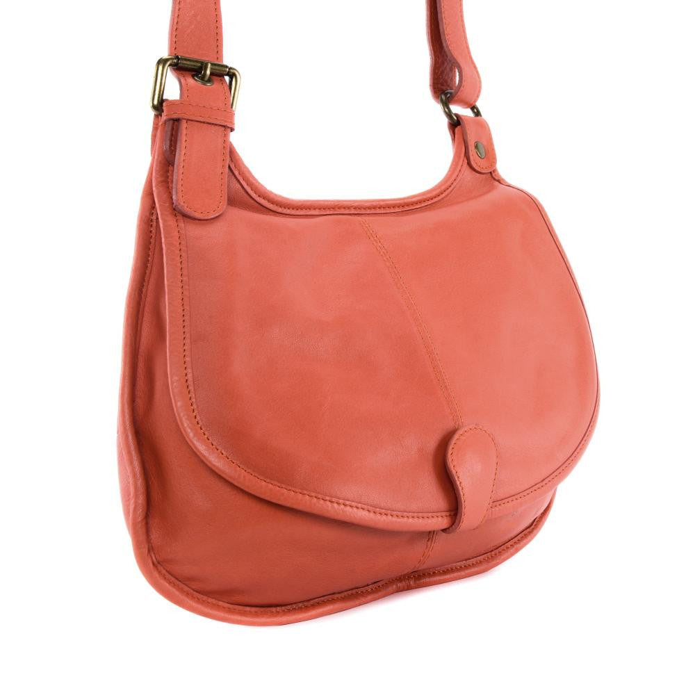 Sac besace cuir lisse CARTOUCHIERE Rouge brique