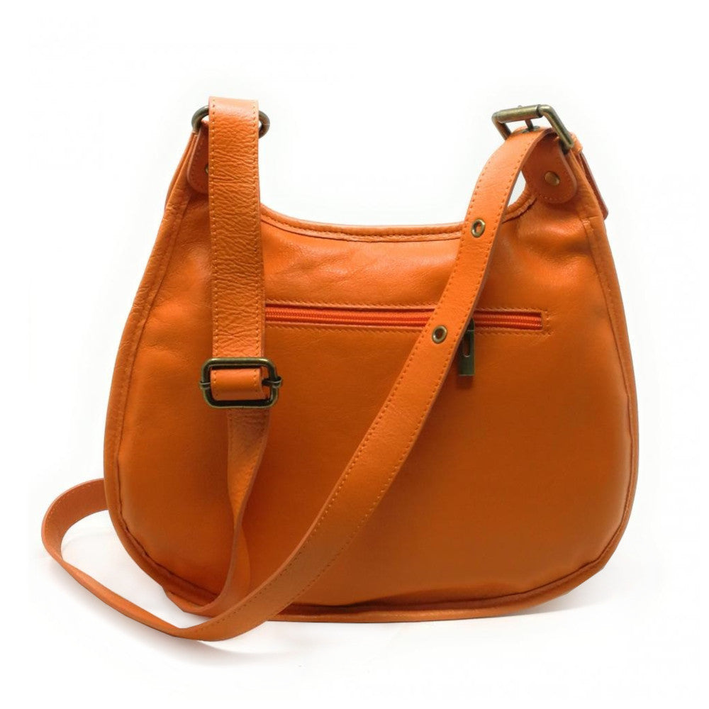 Sac besace cuir lisse CARTOUCHIERE Orange