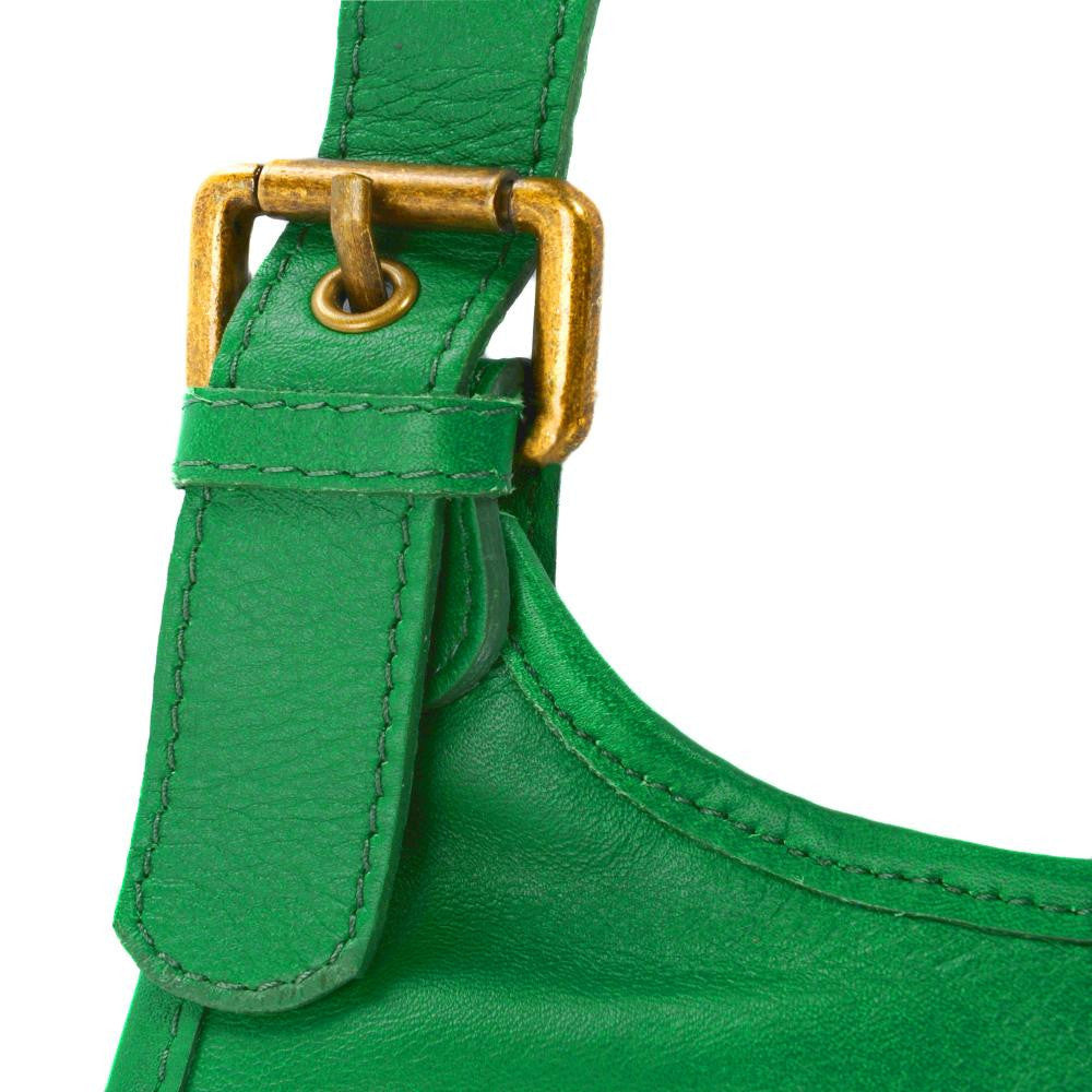 Sac besace cuir lisse CARTOUCHIERE Vert anglais