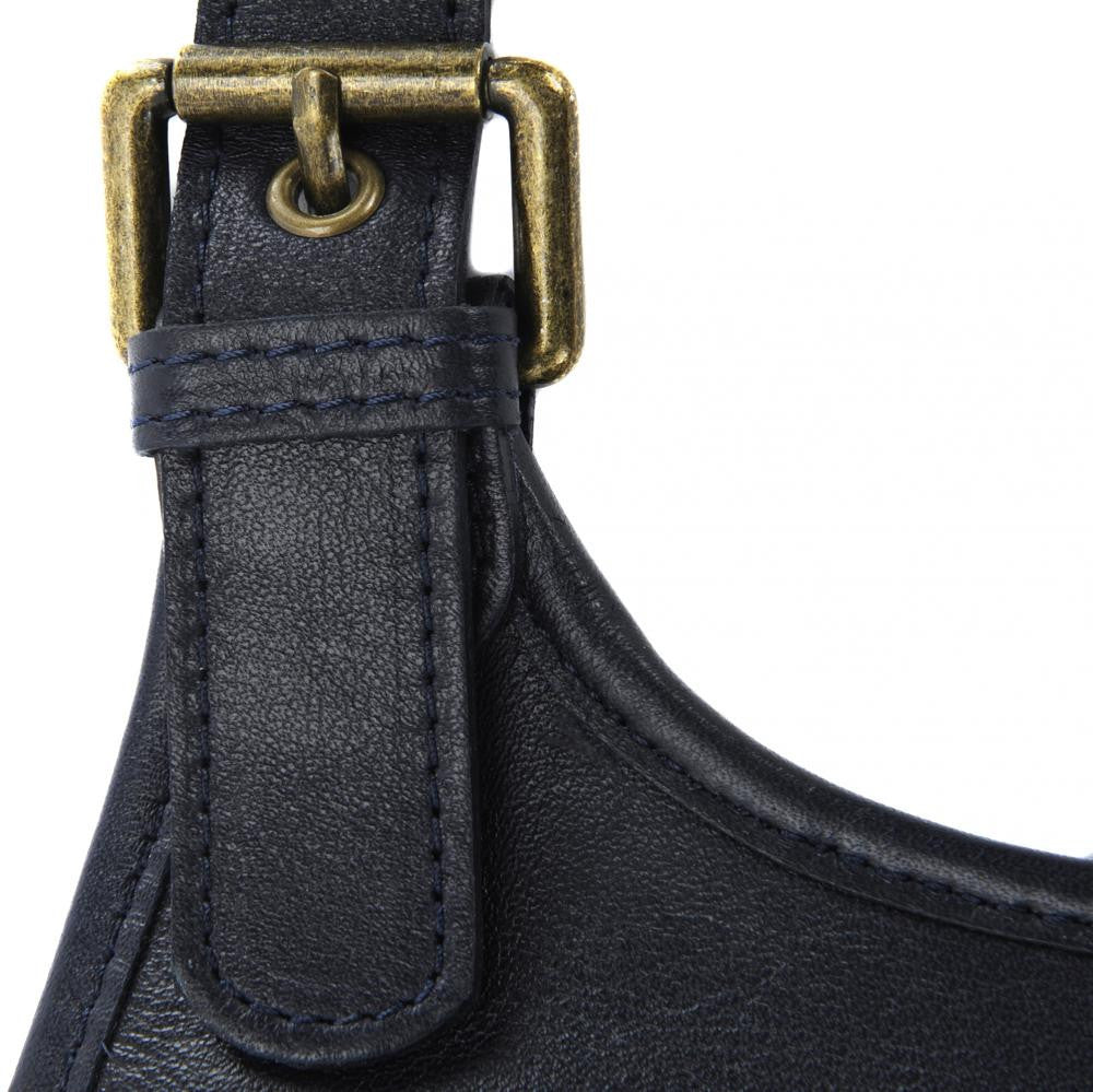 Sac besace cuir lisse CARTOUCHIERE Bleu marine
