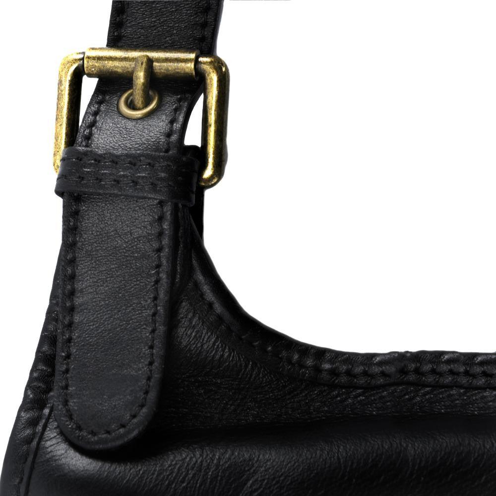 Sac besace cuir lisse CARTOUCHIERE Noir