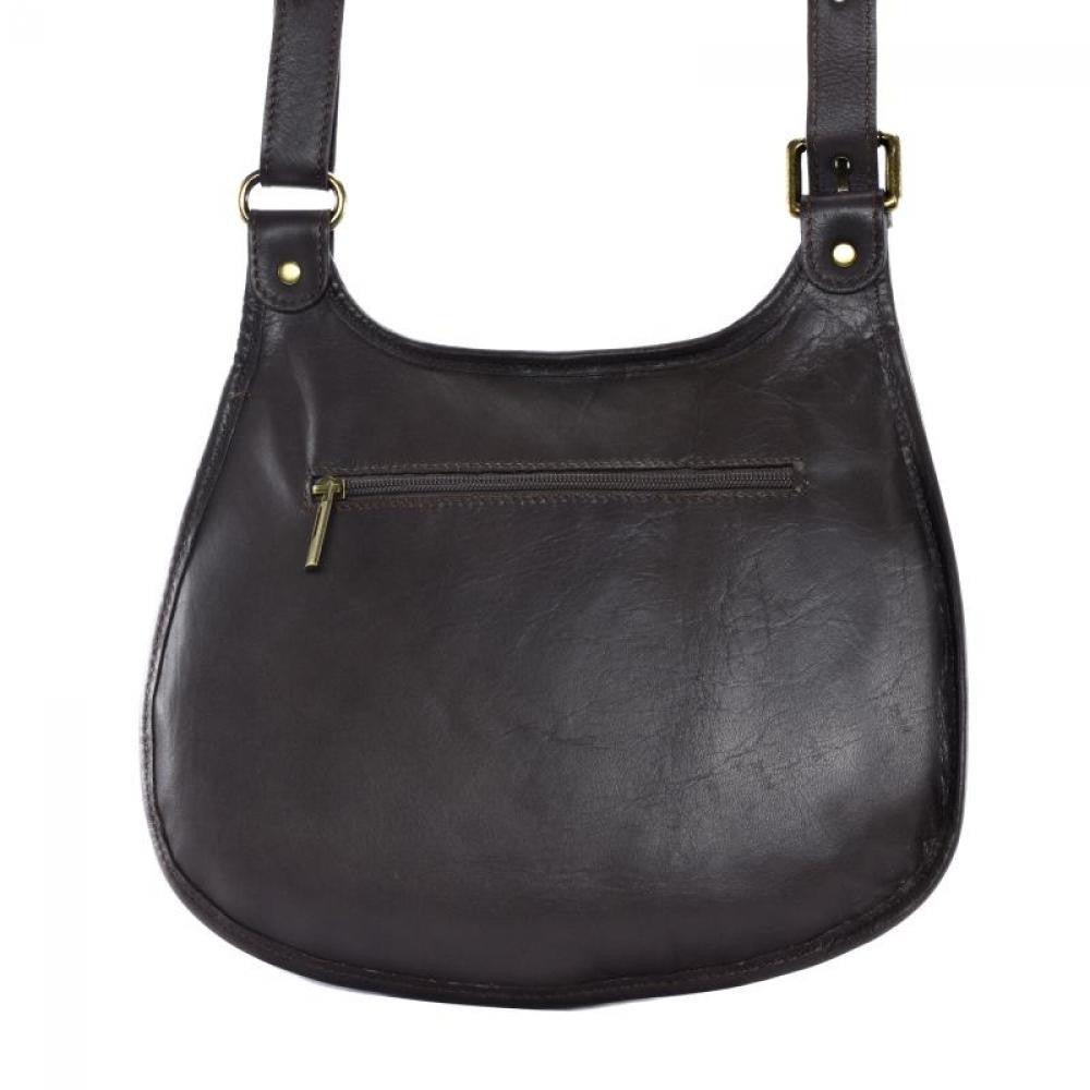 Sac besace cuir lisse CARTOUCHIERE Chocolat