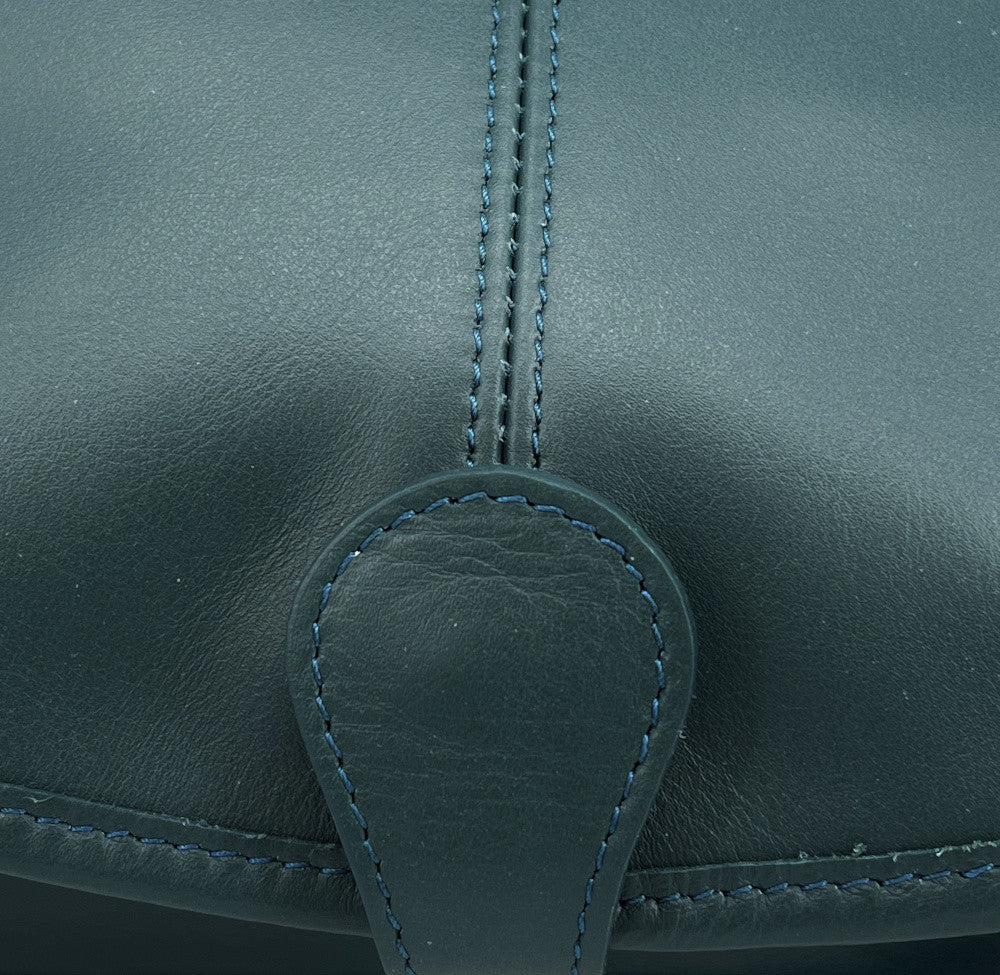 Sac besace cuir lisse CARTOUCHIERE vert canard