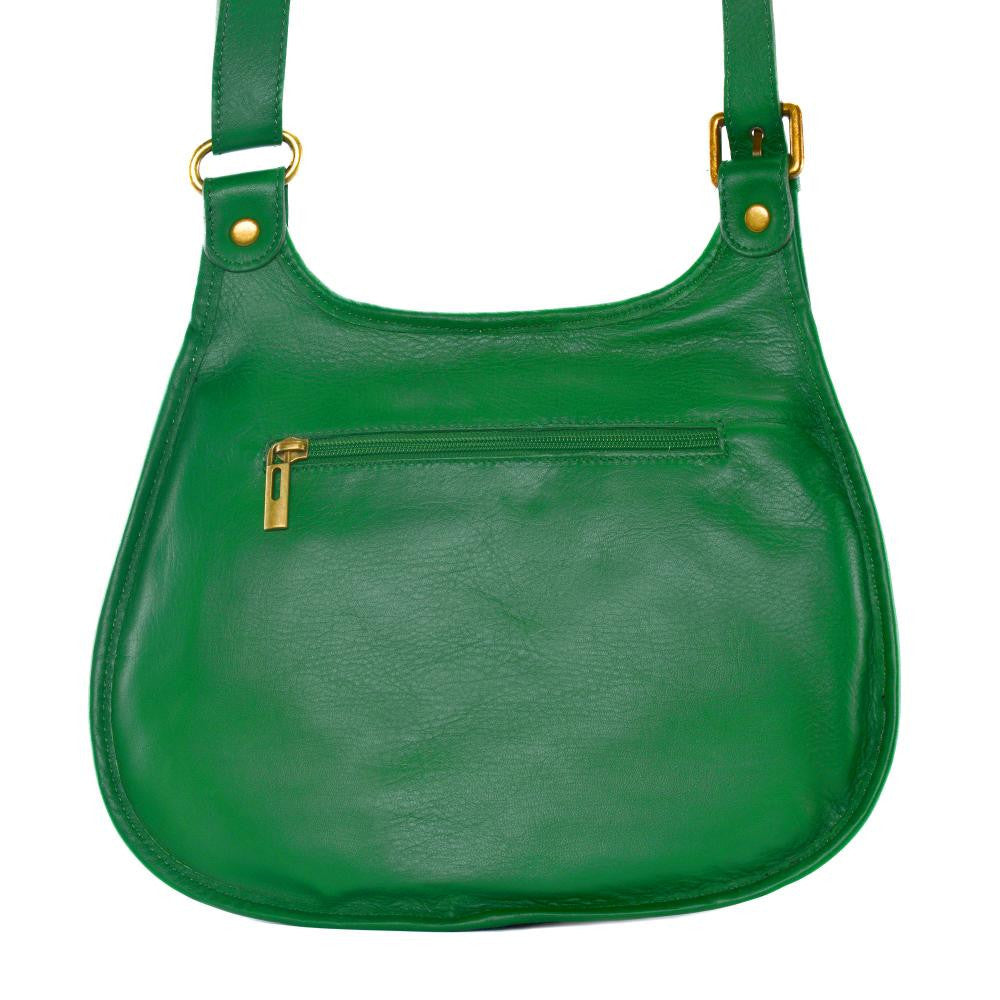 Sac besace cuir lisse CARTOUCHIERE Vert anglais